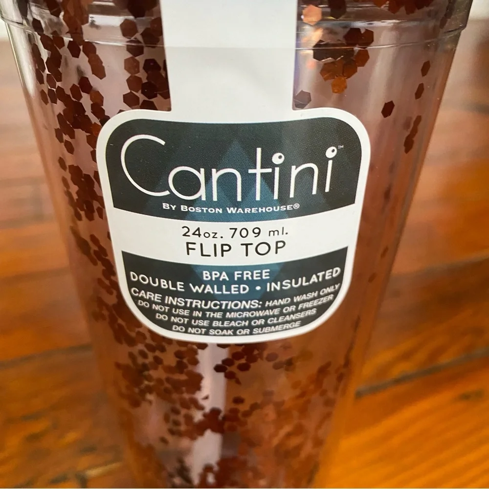 🧩 3/$20 Cantini Flip Top 24oz Sparkle Tumbler by Boston Warehouse